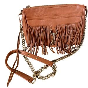 Rebecca Minkoff Mini Mac Fringe Boho Western Cognac Purse